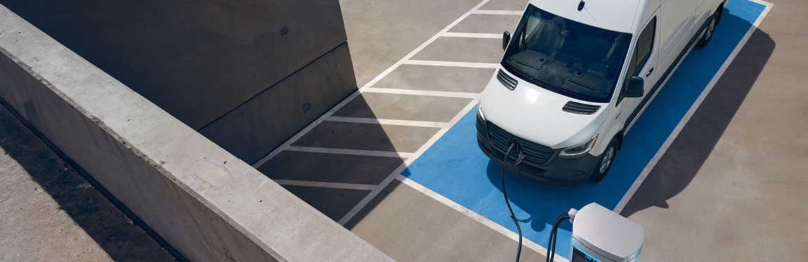 Mercedes-Benz eSprinter electric van charging overhead view