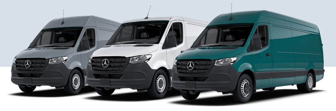 Mercedes-Benz Sprinter cargo van lineup in multiple configurations