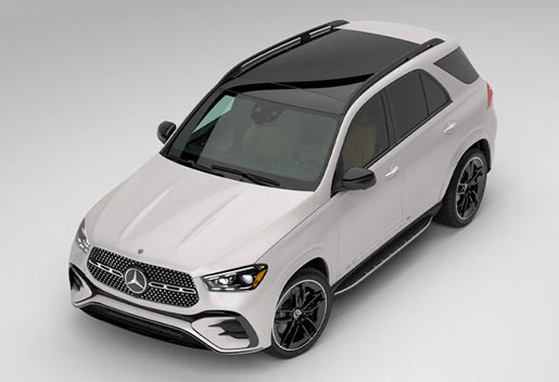 Mercedes-Benz GLE panoramic sunroof view showcasing luxury SUV design from above