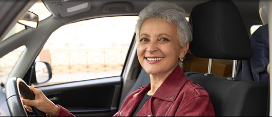 Driver sitting inside a Mercedes-Benz GLC SUV