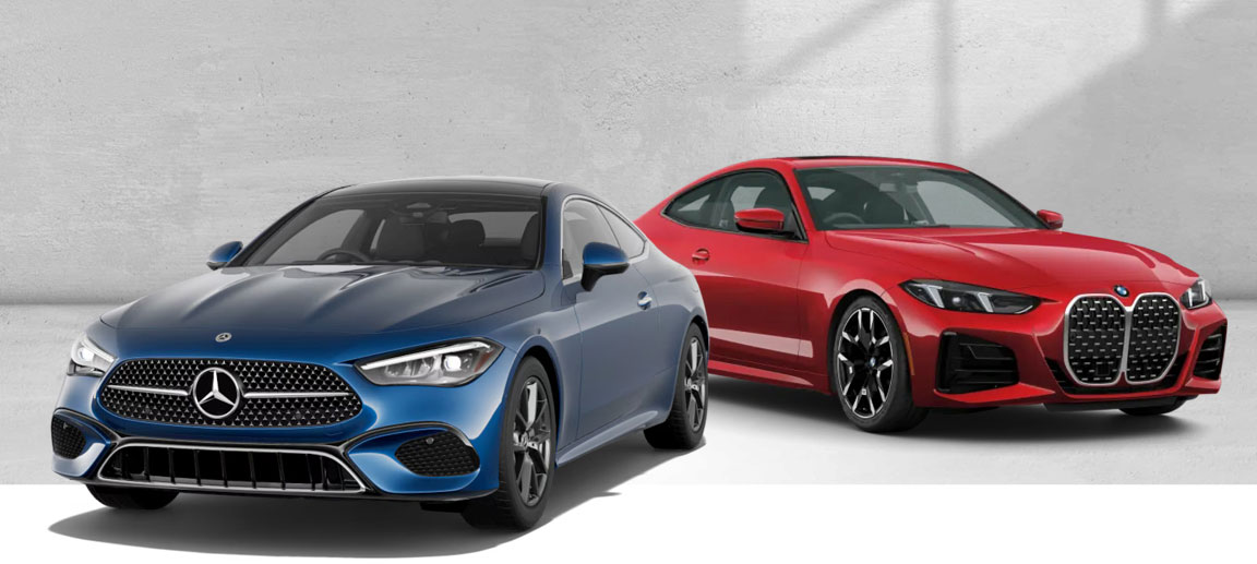 Mercedes-Benz CLA vs BMW 4 Series Gran Coupe comparison, showcasing luxury compact coupe styling, performance, and premium features