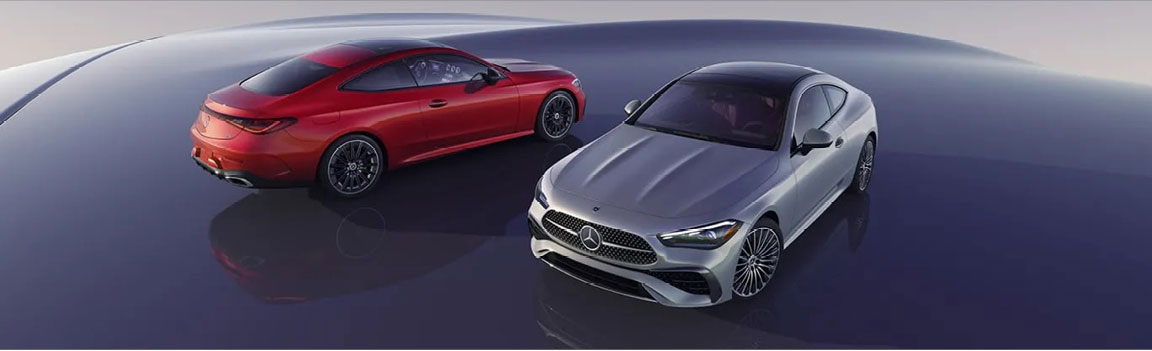 Mercedes-Benz CLA Coupe lineup featuring multiple color options, showcasing premium design, sporty character, and luxury versatility
