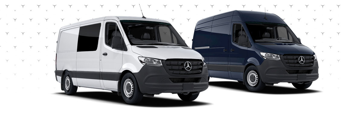 Mercedes-Benz Sprinter cargo van lineup comparison, showcasing multiple configurations, roof heights, and business-ready upfit possibilities