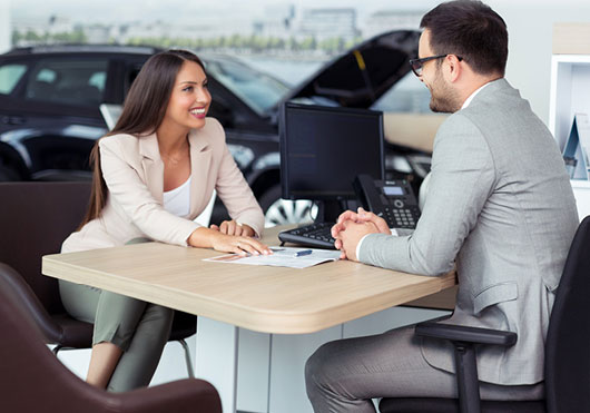 sales rep talking to a client