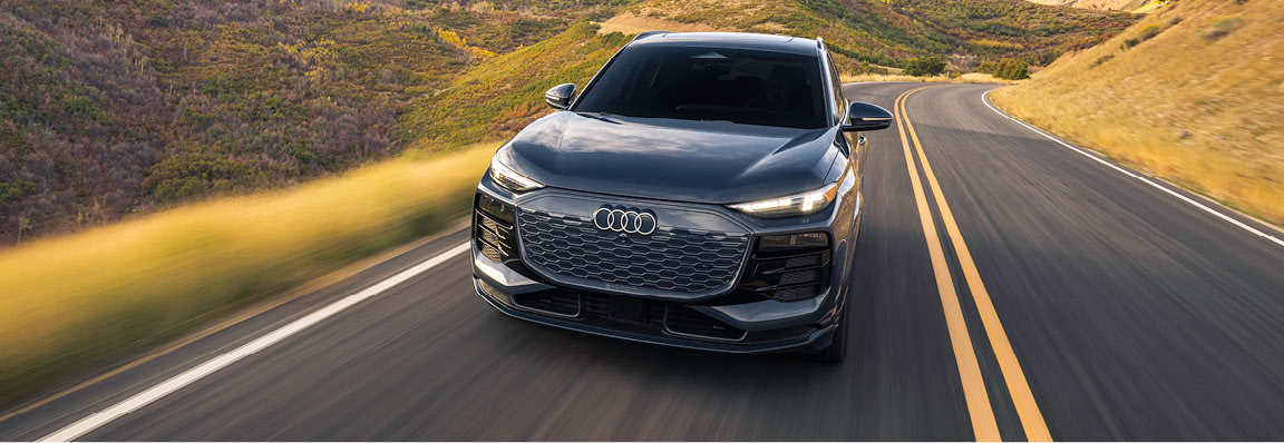 2025 Audi Q6 e-tron driving through the streets of Greenville, SC