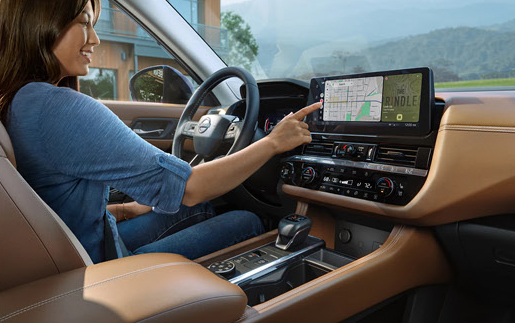 Nissan Pathfinder touchscreen infotainment system featuring navigation, connectivity, and user-friendly technology