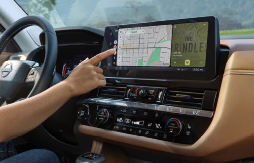 Nissan Pathfinder touchscreen infotainment system featuring navigation, connectivity, and user-friendly technology