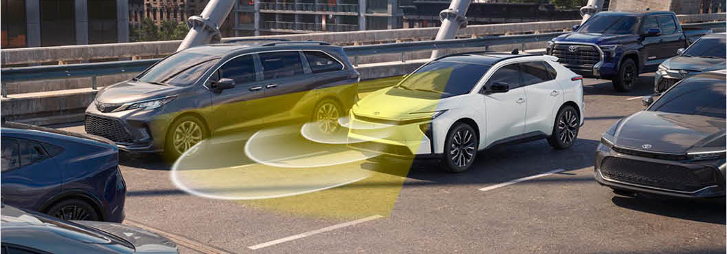 Toyota Corolla Cross using Toyota Safety Sense driver-assistance technology in traffic