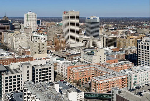 Downtown city skyline representing urban driving environments and metropolitan lifestyles
