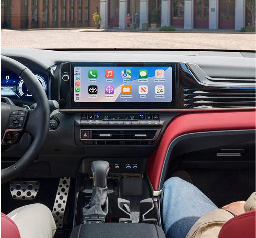 Toyota Camry infotainment system featuring Apple CarPlay integration and connected vehicle technology