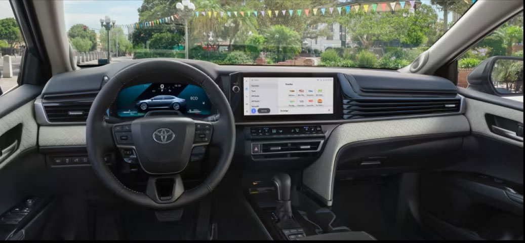 Toyota vehicle interior with digital dashboard and touchscreen display