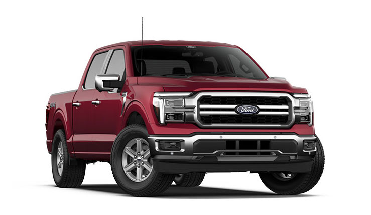 Ford F-150 pickup truck shown on a studio background in red