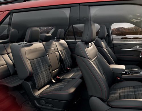 Ford Explorer interior showcasing spacious three-row seating and flexible passenger accommodations