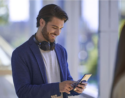 A man looking at his phone