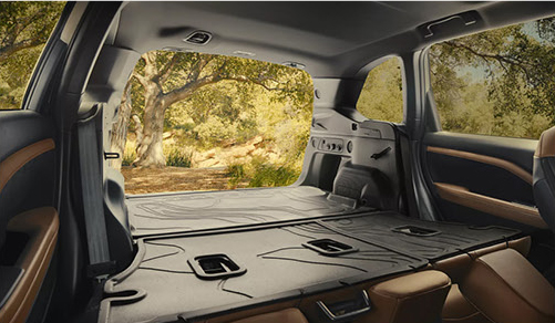 Subaru Forester cargo area with rear seats folded for maximum storage space