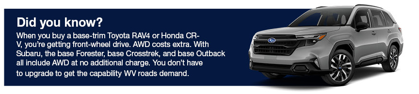 Subaru AWD capability information graphic comparing Subaru to competitors