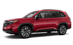 Subaru Forester SUV in red studio view