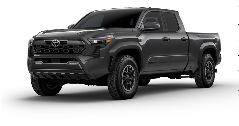 Gray Tacoma pickup truck exterior on white background