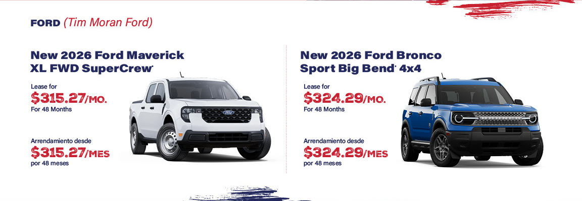 Tim Moran Ford Maverick and Bronco Sport July 4th lease specials