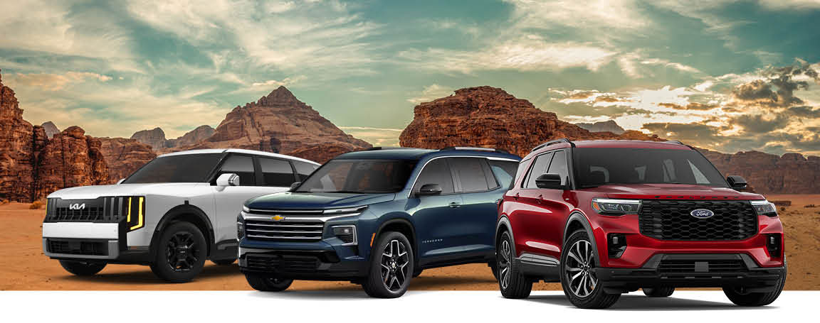 Kia Telluride Chevrolet Traverse and Ford Explorer midsize SUV comparison lineup