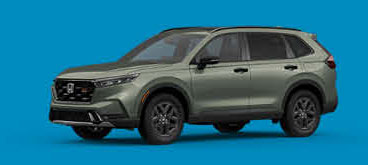 Honda CR-V SUV in green isolated on blue background