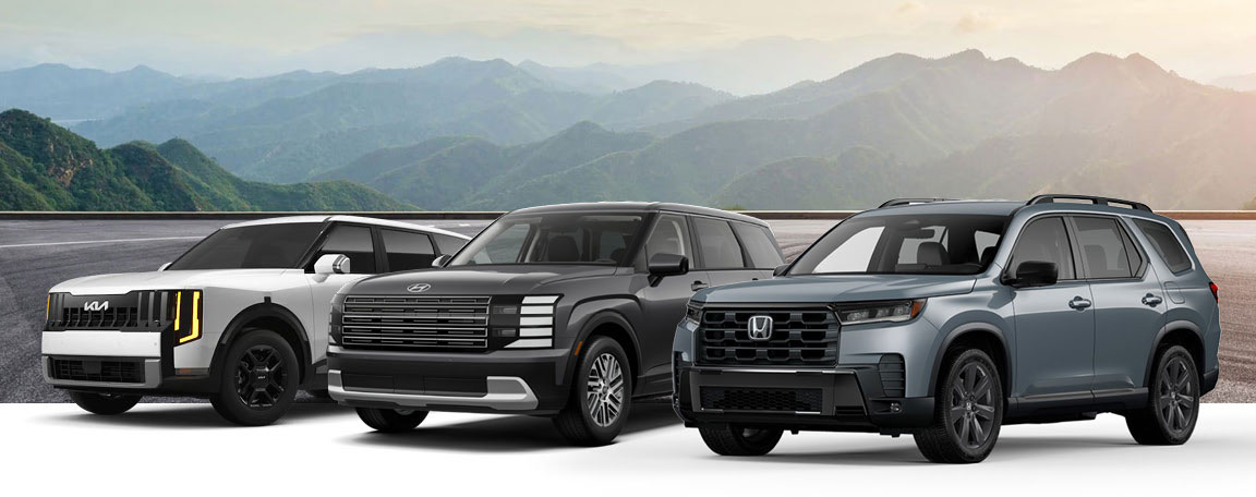 Comparison of Kia, Hyundai, and Honda midsize SUVs side by side
