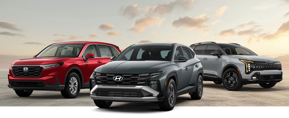 Compact SUV comparison featuring the Honda CR-V, Hyundai Tucson, and Kia Sportage, highlighting design differences, features, and crossover value