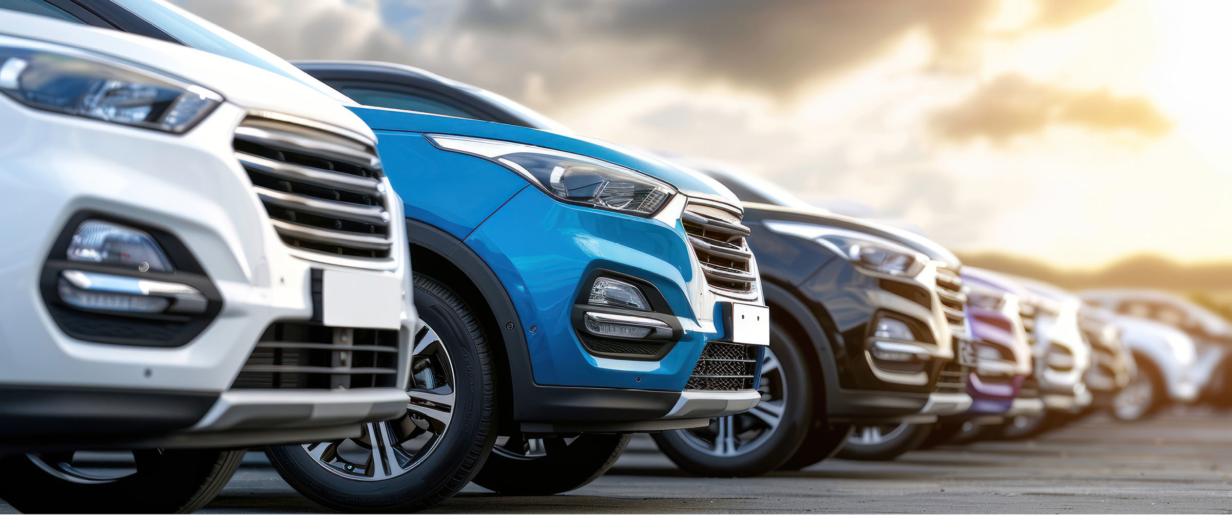 SUVs lining up in a parking lot