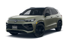 Green Volkswagen Tiguan SE R-Line front angle on white background