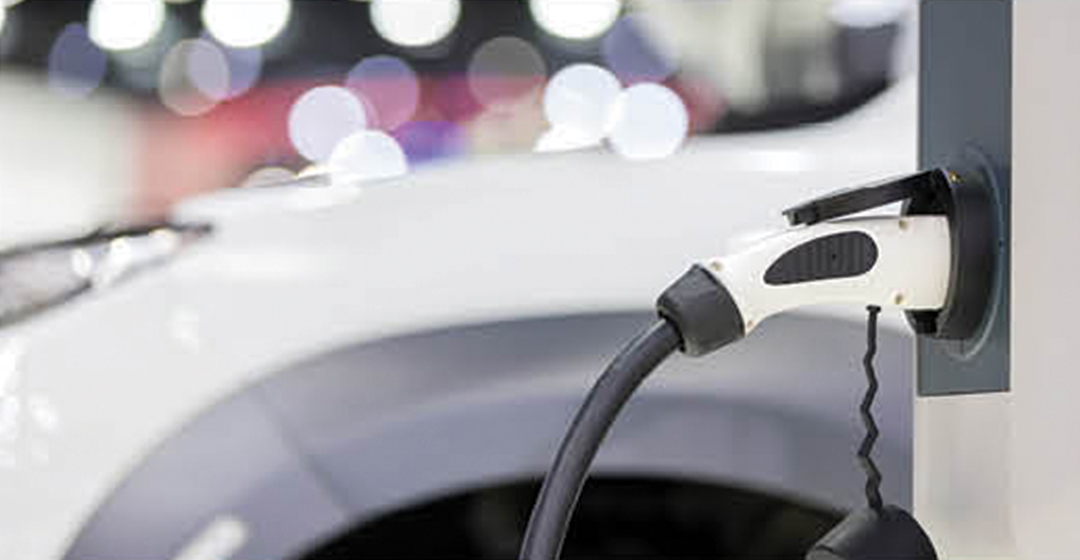Close-up of an electric vehicle charging connector