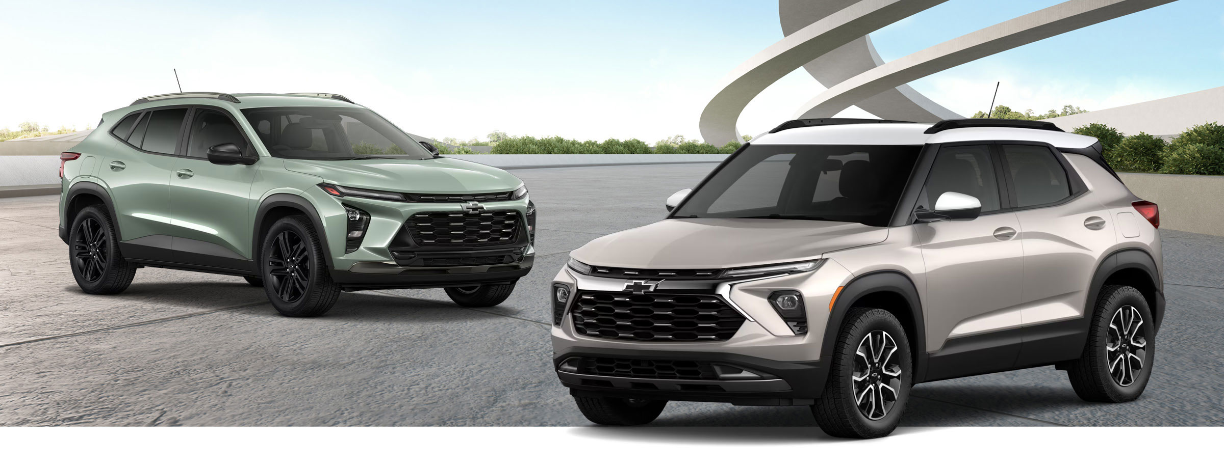 Chevrolet Trailblazer and Trax compact SUVs at George Nunnally Chevrolet Bentonville showcasing ACTIV trim exterior features and modern design