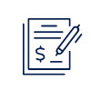 Car contract signing icon with pen and dollar symbol