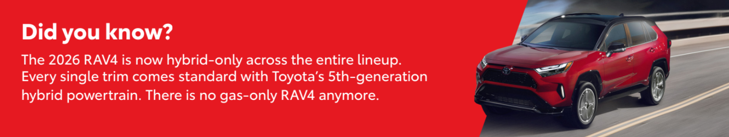 2026 Toyota RAV4 hybrid SUV lineup information graphic