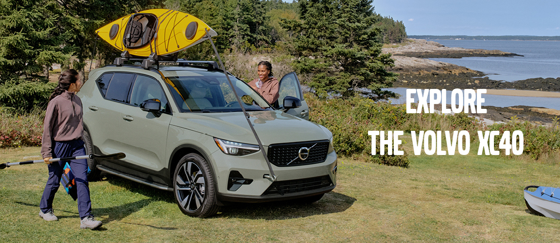 2025 Volvo XC40 compact SUV in a scenic Upstate South Carolina setting.