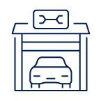 Auto service garage icon representing vehicle maintenance and repairs
